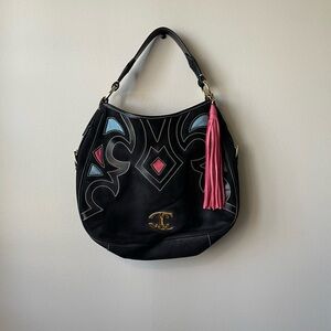 NWOT Just Cavalli - Made in Italy, Black Suede Purse w/ Pink Tassel